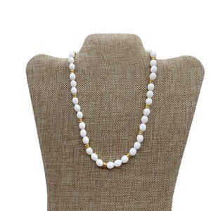 Direction One White And Gold Bead Necklace 16"